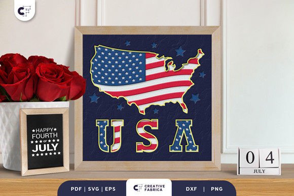 American Flag Shadow Box Paper Cut SVG Guide
