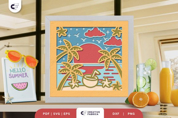 Bring the Sunshine Indoors with a Hello Summer Shadow Box Paper Cut