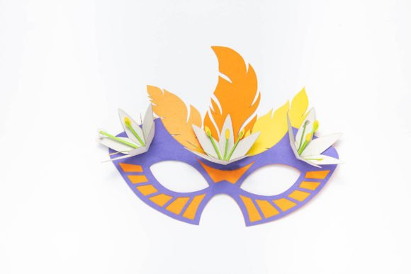 Carnival Mask: Lilies and Feathers Design