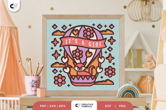 Creating a Whimsical Nursery with the Baby Girl Hot Air Balloon Shadow Box SVG