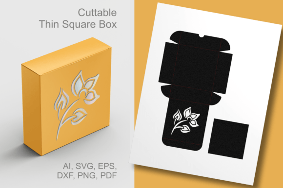 Doodle Branch Thin Square Box Template