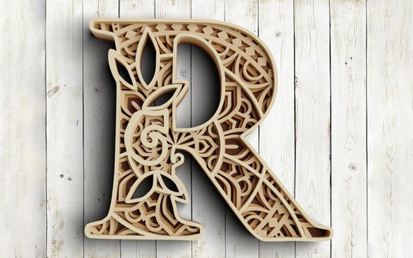 Layered Floral Alphabet Letter R for 3D Crafts