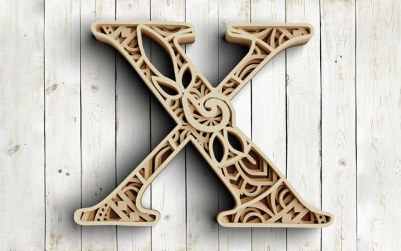 Layered Floral Alphabet Letter X: A 3D Mandala Masterpiece