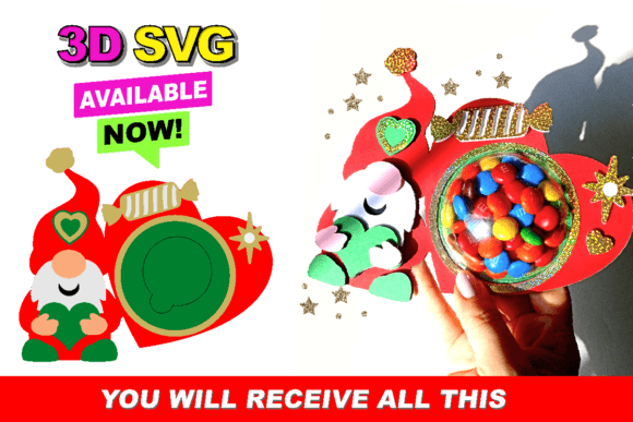 Valentines at Christma Candy Holder: A Festive 3D SVG Design
